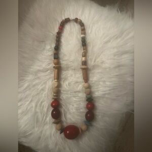 Vintage Multicolor Wooden Beaded Necklace